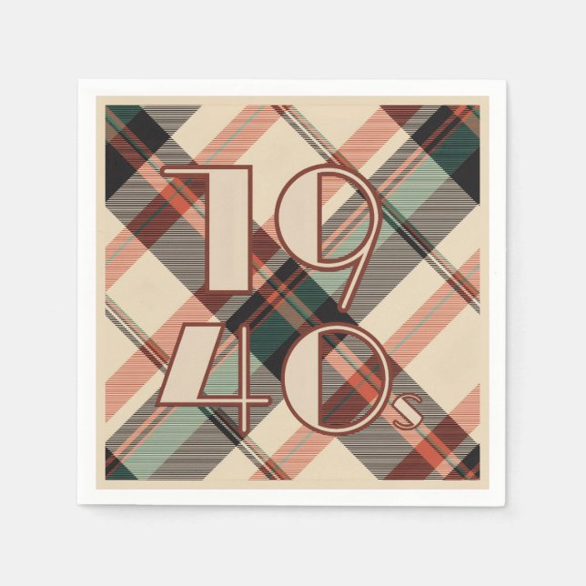 Guardanapo De Papel Balão de Xadrez dos anos 40 (Frente)