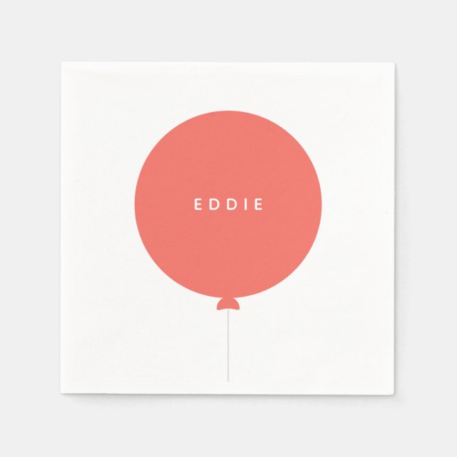 Guardanapo De Papel Balão escandinavo | Festa de aniversário rosa-cora (Frente)