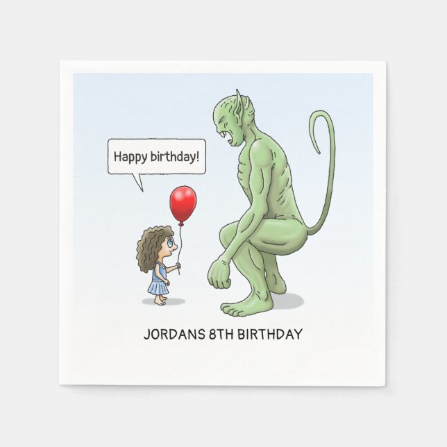 Guardanapo De Papel Balão Rapariga e Goblin (Frente)