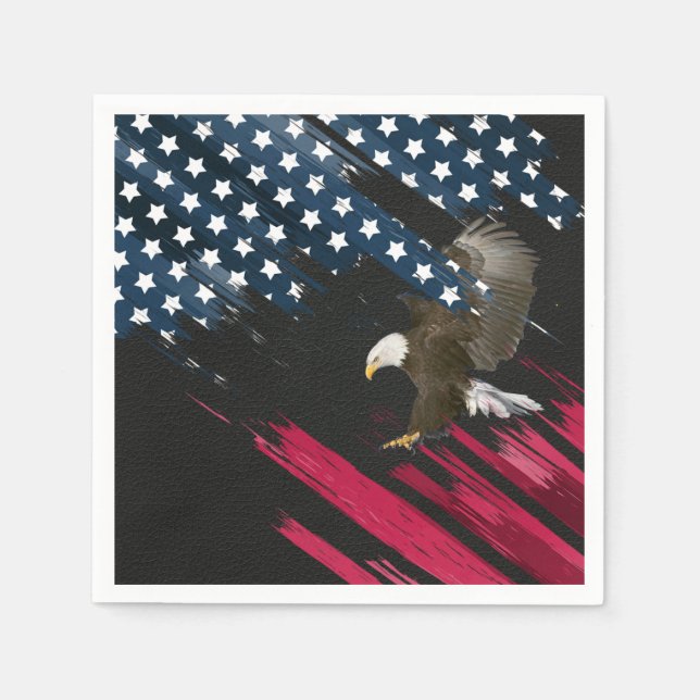 Guardanapo De Papel Bald Eagle na Abstrato americana Flag (Frente)