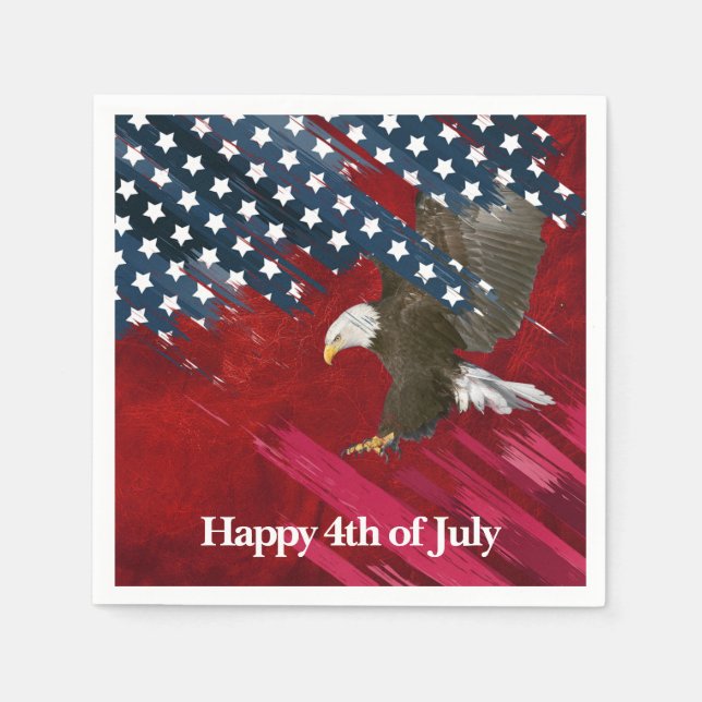Guardanapo De Papel Bald Eagle on American Flag Abstract (Frente)