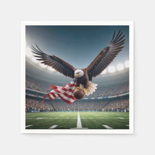 Guardanapo De Papel Bald Eagle Voando Com Futebol E Bandeira