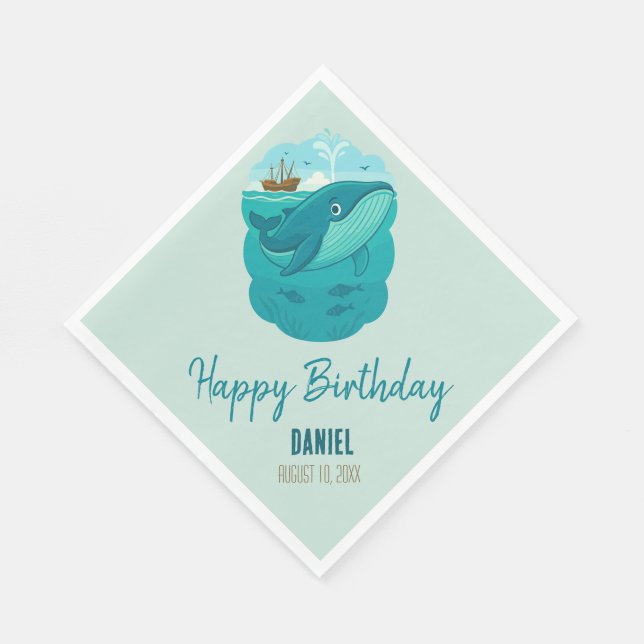 Guardanapo De Papel Baleia de Desenho Animado Marítimo (Quina)