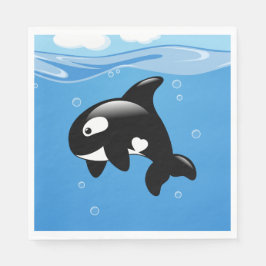 Guardanapo De Papel Baleia de Orca Cura em Azul