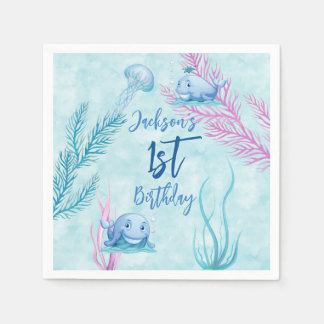 Guardanapo De Papel Baleia de um bom aniversário