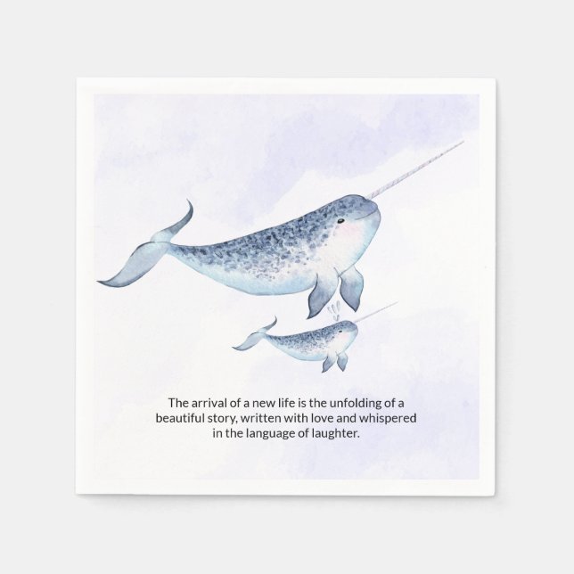 Guardanapo De Papel Baleia Mar Náutico Chá de fraldas do Oceano Azul N (Frente)