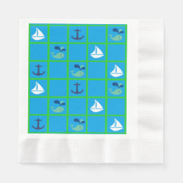 Guardanapo De Papel Baleia Náutica, veleiro, Anchor Blue Napkin