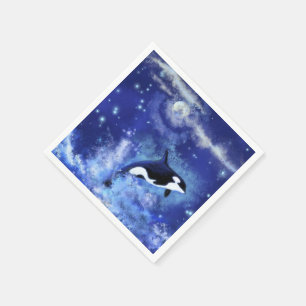 Guardanapo De Papel Baleias Assassinas na Lua Cheia - Azul de Desenho