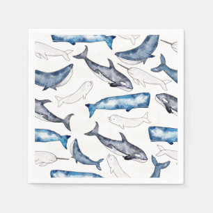 Guardanapo De Papel Baleias de Aquarela