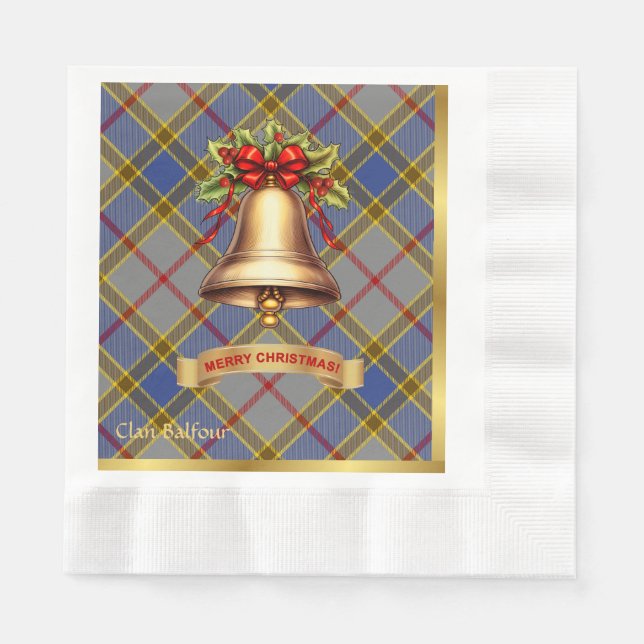 Guardanapo De Papel Balfour Personalizado Tartan Natal (Frente)