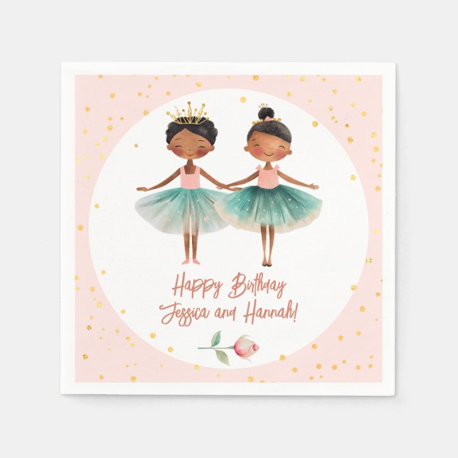 Guardanapo De Papel Ballerina Balé Rosa Rosa Duplo Aniversário (Frente)