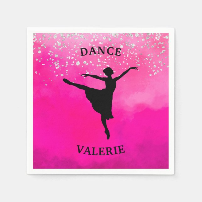 Guardanapo De Papel Ballerina Dance Pink Ombre Sparkle (Frente)