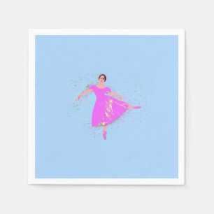 Guardanapo De Papel Ballerina Dancer em vestido cor-de-rosa magenta