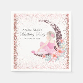 Guardanapo De Papel Ballerina Moon Glitter Personalizada