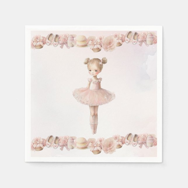 Guardanapo De Papel Ballerina Napkins, doce, rosa (Frente)