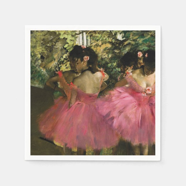 Guardanapo De Papel Ballerinas a rosa por Edgar Degas (Frente)