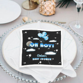 Guardanapo De Papel Balões Azuis Cósmicos Estrelas Chá de fraldas Boni