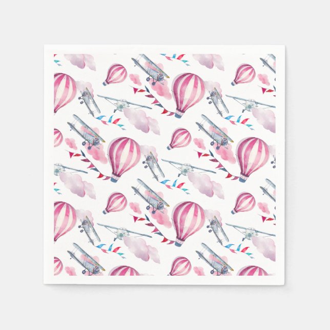 Guardanapo De Papel Balões & Biplanos (Frente)