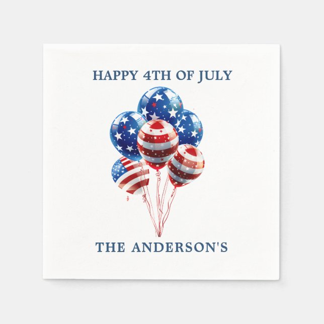 Guardanapo De Papel Balões brancos, vermelhos, com cor aquosa, bandeir (Frente)