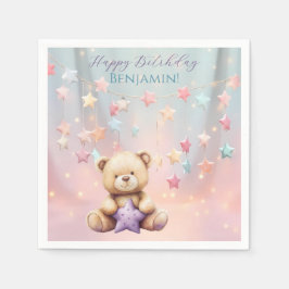 Guardanapo De Papel Balões Coloridos do primeiro aniversario do Urso d