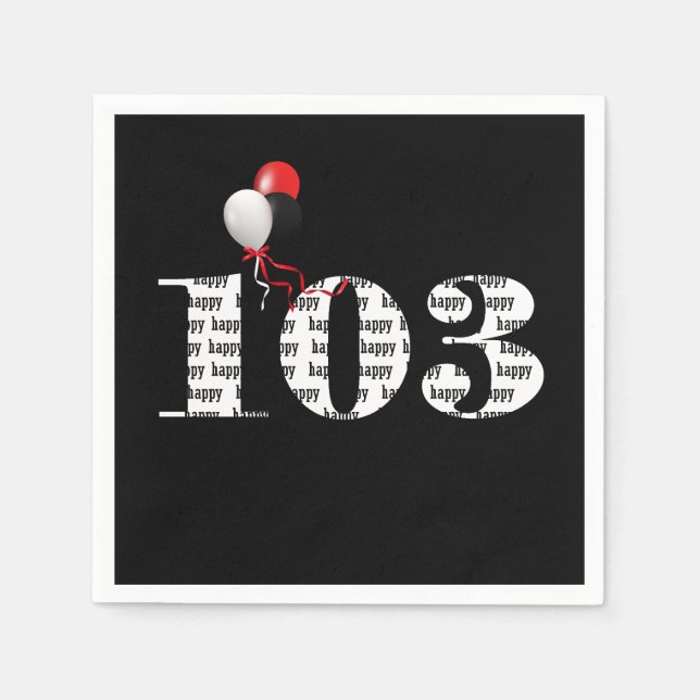 Guardanapo De Papel Balões da Festa de aniversário 103 (Frente)