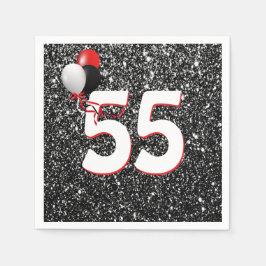 Guardanapo De Papel Balões de 55.º aniversário sobre Nápoles Negro