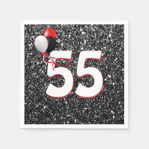 Guardanapo De Papel Balões de 55.º aniversário sobre Nápoles Negro