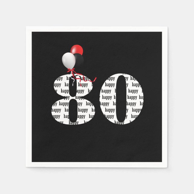 Guardanapo De Papel Balões de 80 Festa de aniversário (Frente)