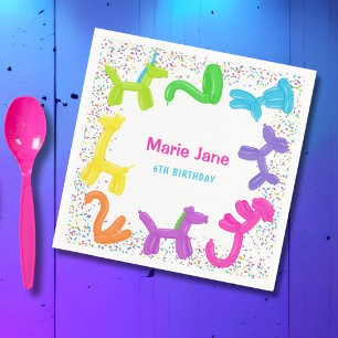 GUARDANAPO DE PAPEL BALÕES DE ANIMAIS DE ANIVERSÁRIO NEONÊS PLACAS DE 