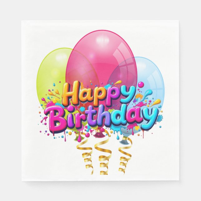 Guardanapo De Papel Balões de Aniversário (Frente)