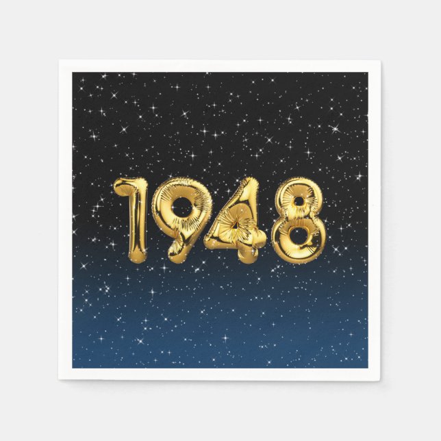 Guardanapo De Papel Balões De Aniversário De 1948 Em Estrelas Napkins (Frente)