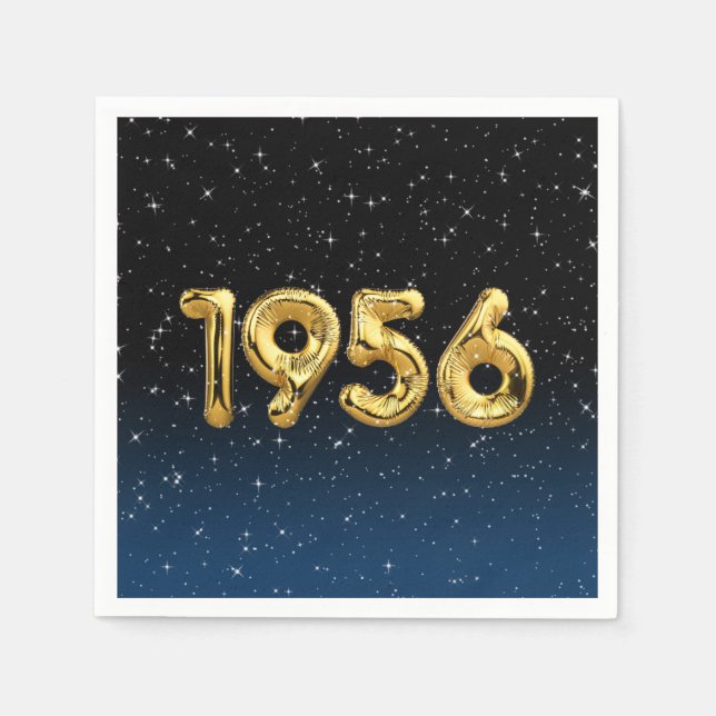 Guardanapo De Papel Balões De Aniversário De 1956 Em Estrelas (Frente)