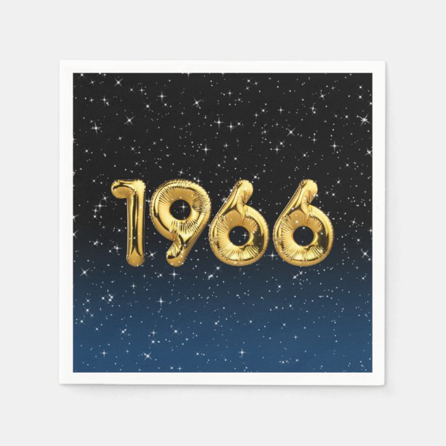 Guardanapo De Papel Balões De Aniversário De 1966 Em Estrelas Napkins (Frente)