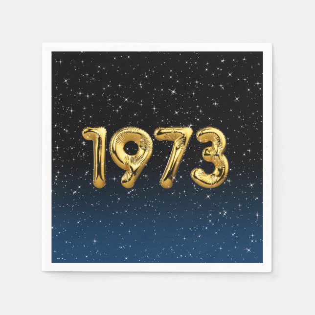 Guardanapo De Papel Balões De Aniversário De 1973 Em Estrelas Napkins (Frente)