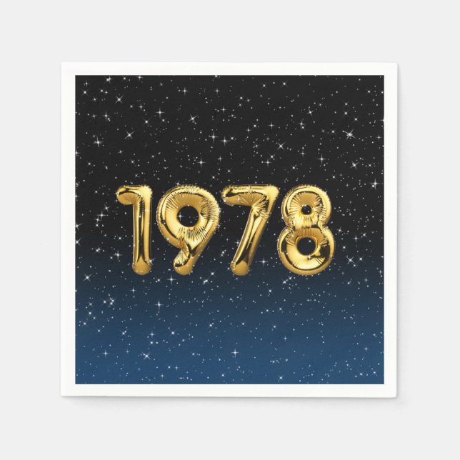 Guardanapo De Papel Balões De Aniversário De 1978 Em Estrelas (Frente)
