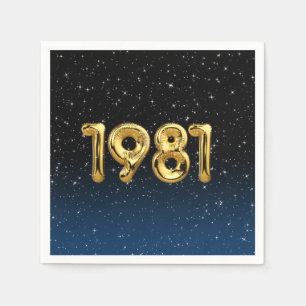 Guardanapo De Papel Balões De Aniversário De 1981 Em Estrelas Napkin
