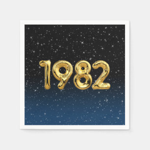 Guardanapo De Papel Balões De Aniversário De 1982 Em Estrelas