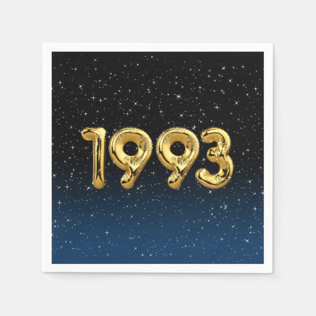 Guardanapo De Papel Balões De Aniversário De 1993 Em Estrelas (Frente)