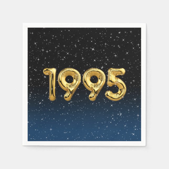 Guardanapo De Papel Balões De Aniversário De 1995 Em Estrelas Napkins (Frente)