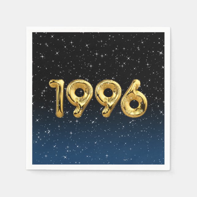 Guardanapo De Papel Balões De Aniversário De 1996 Em Estrelas (Frente)