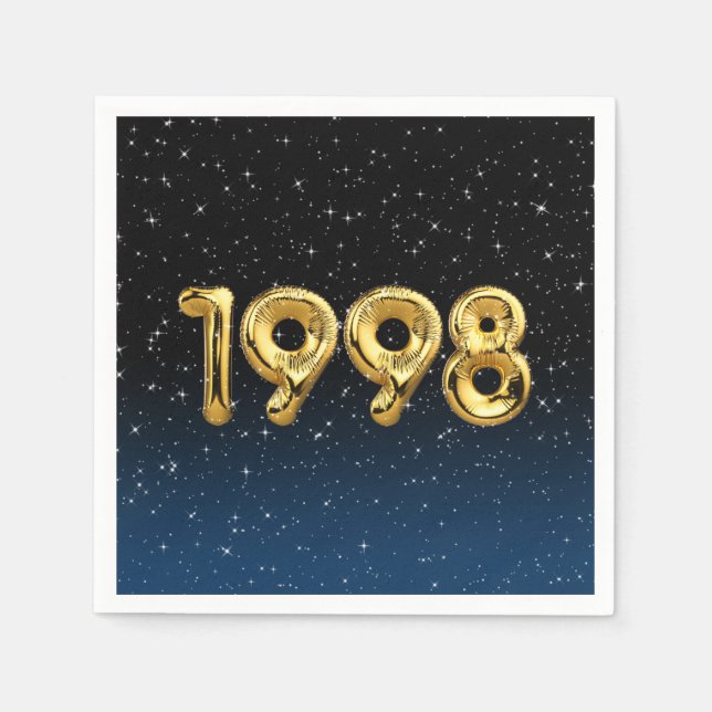Guardanapo De Papel Balões De Aniversário De 1998 Em Estrelas (Frente)