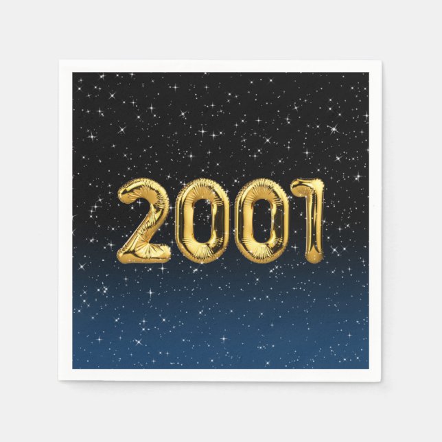 Guardanapo De Papel Balões De Aniversário De 2001 Em Estrelas (Frente)
