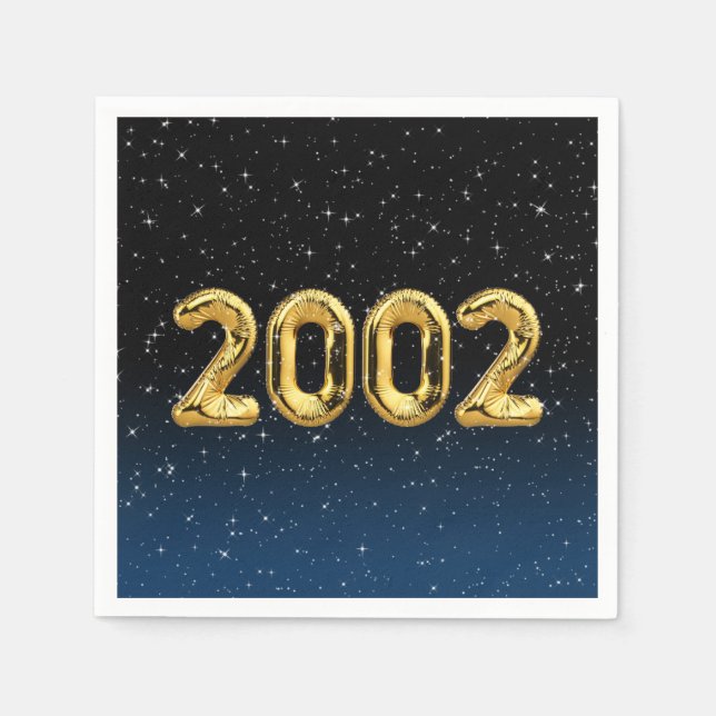 Guardanapo De Papel Balões De Aniversário De 2002 Em Estrelas (Frente)