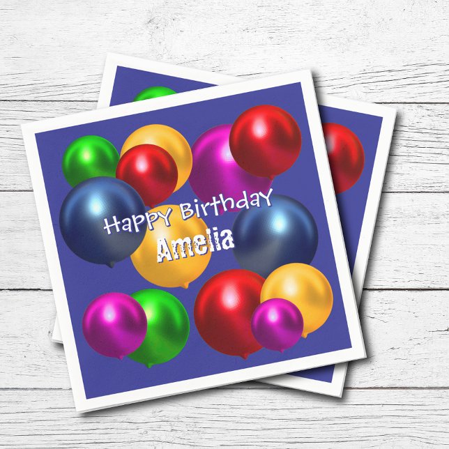 Guardanapo De Papel Balões de aniversário divertidos personalizados (Criador carregado)