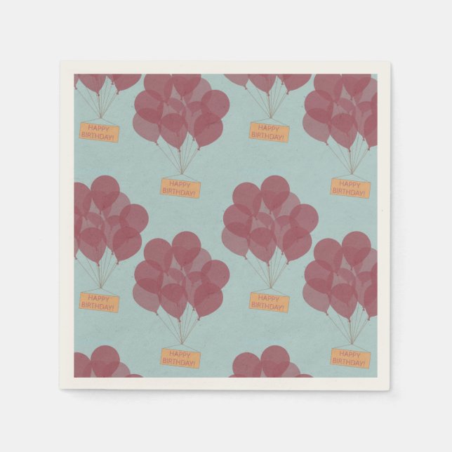 Guardanapo De Papel Balões de aniversário felizes (Frente)