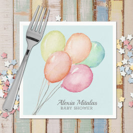 Guardanapo De Papel Balões de Aquarelas no Chá de fraldas Azul