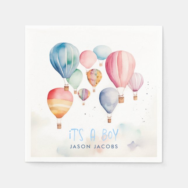 Guardanapo De Papel Balões de ar quente voando é uma diversão de papel (Frente)