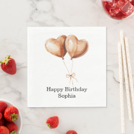 Guardanapo De Papel Balões de Coração de Caramelo de Aniversário