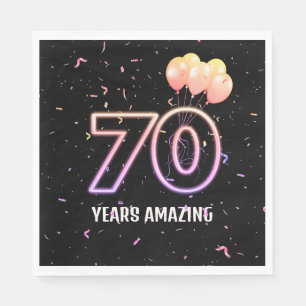 Guardanapo De Papel Balões de Festa de aniversário 70 e Confetti