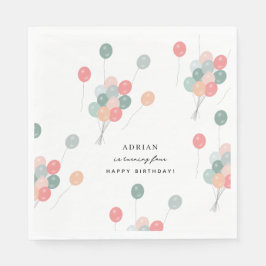 Guardanapo De Papel Balões de Festa de aniversário Coloridos de Pastel